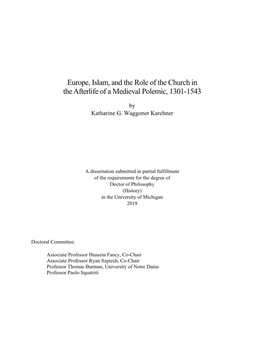Europe, Islam, and the Role of the Church in the Afterlife of a Medieval Polemic, 1301-1543
