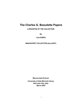The Charles G. Beaudette Papers
