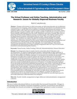 The Virtual Professor and Online Teaching, Administration and Research: Issues for Globally Dispersed Business Faculty