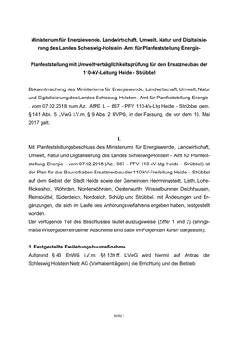Rung Des Landes Schleswig-Holstein -Amt Für Planfeststellung Energie