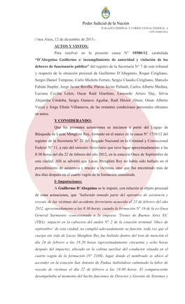 Poder Judicial De La Nación JUZGADO CRIMINAL Y CORRECCIONAL FEDERAL 4 CFP 10580/2012