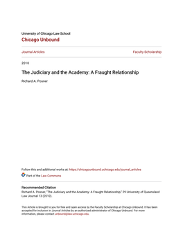 The Judiciary and the Academy: a Fraught Relationship