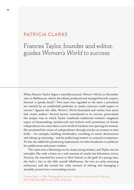 Patricia Clarke – Frances Taylor, Founder and Editor, Guides