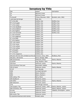 Inventory by Title, Aug 20, 2021