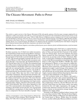 The Chicano Movement: Paths to Power