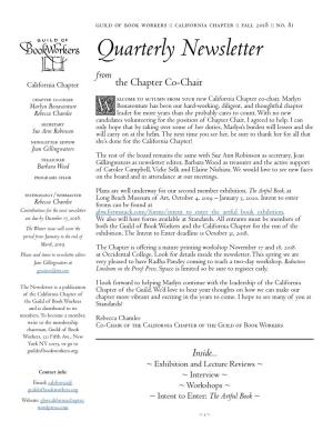 Quarterly Newsletter California Chapter from the Chapter Co-Chair