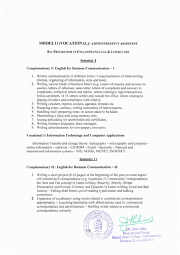 Model 11 (Vocational): Administrative Assistant