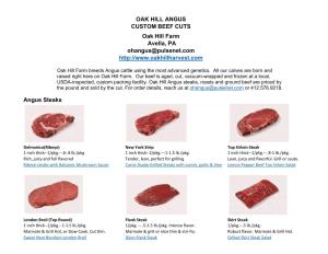 Oak Hill Beef Cuts