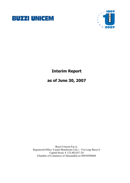 Half-Yearly Financial Report As at June 30, 2007