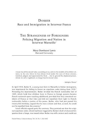 Race and Immigration in Interwar France Policing Migration And
