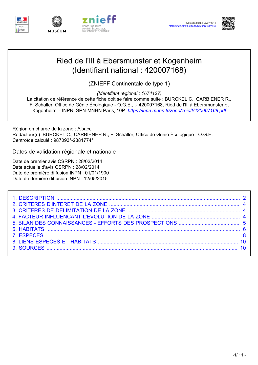 Ried De L'ill À Ebersmunster Et Kogenheim (Identifiant National : 420007168)