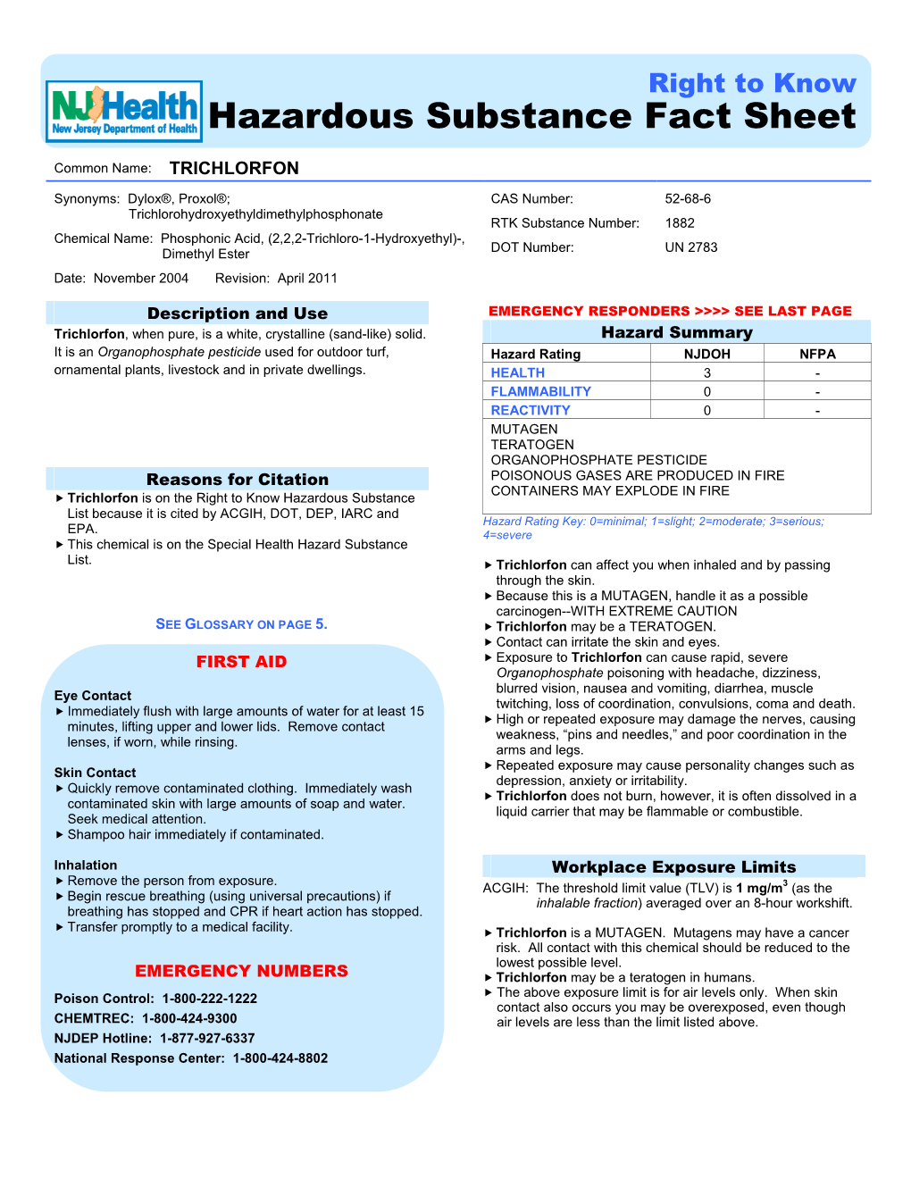 Hazardous Substance Fact Sheet