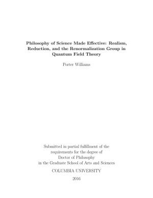 Realism, Reduction, and the Renormalization Group in Quantum Field Theory
