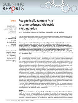 Magnetically Tunable Mie Resonance-Based Dielectric Metamaterials