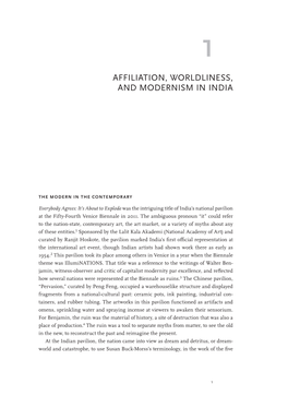 Affiliation, Worldliness, and Modernism in India