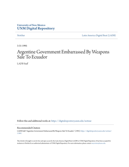 Argentine Government Embarrassed by Weapons Sale to Ecuador LADB Staff