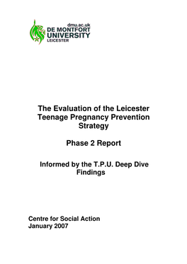 The Evaluation of the Leicester Teenage Pregnancy Prevention Strategy