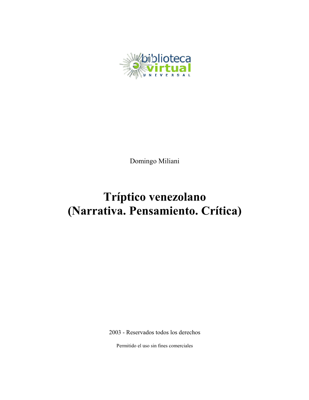 Tríptico Venezolano (Narrativa