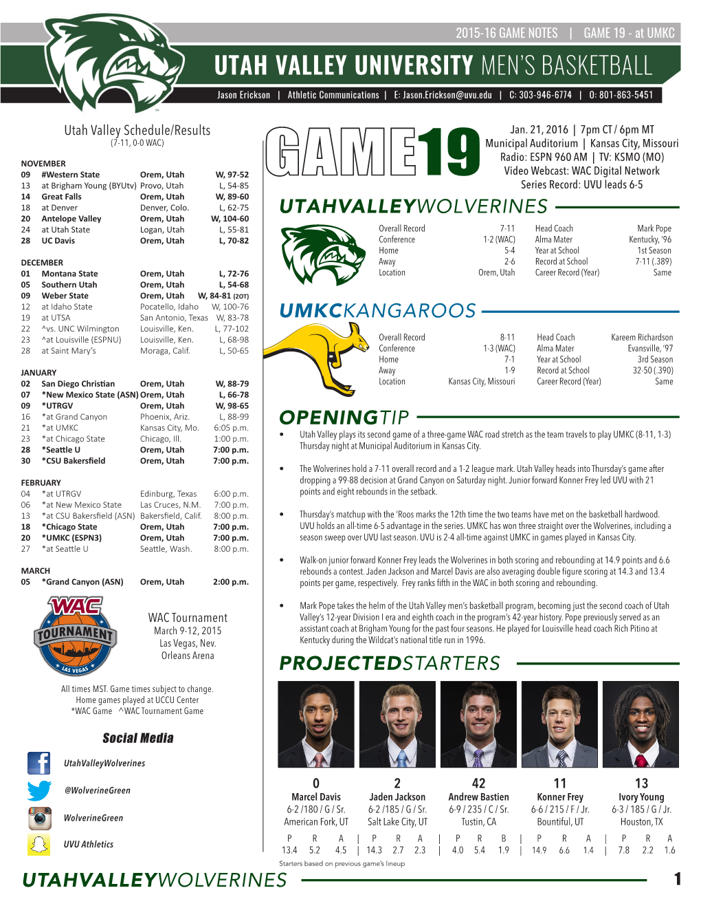 Utah Valley University Men's Basketball