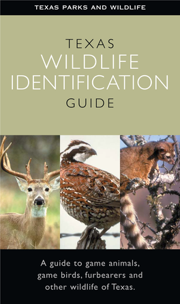 Texas Wildlife Identification Guide: a Guide to Game Animals, Game