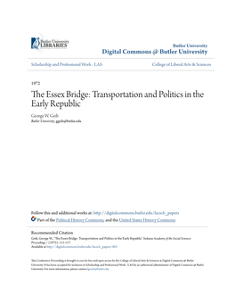 The Essex Bridge: Transportation and Politics in the Early Republic George W