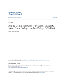 Annual Commencement: John Carroll University, Notre Dame College, Ursuline College, 6-06-1940 John Carroll University