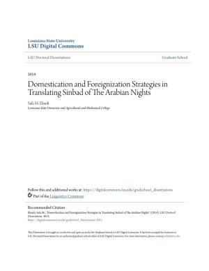 Domestication and Foreignization Strategies in Translating Sinbad of the Arabian Nights Safa M