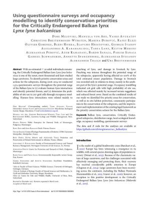 Using Questionnaire Surveys and Occupancy Modelling to Identify Conservation Priorities for the Critically Endangered Balkan Lynx Lynx Lynx Balcanicus
