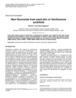 New Flavonoids from Seed Skin of Xanthoceras Sorbifolia