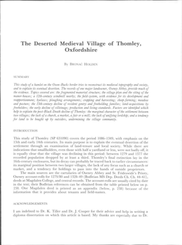 The Deserted Medieval Village of Thomley, Oxfordshire