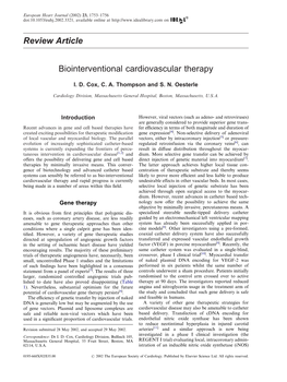Biointerventional Cardiovascular Therapy