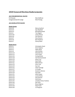 2020 General Election Endorsements