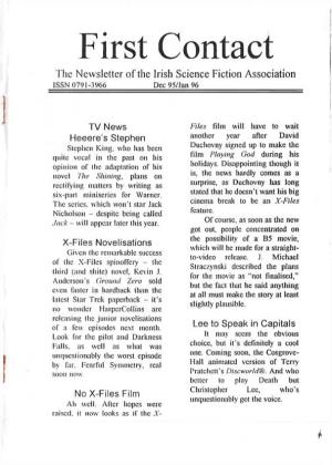First Contact the Newsletter of the Irish Science Fiction Association ISSN 0791 -3966 Dec 95/Jan 96