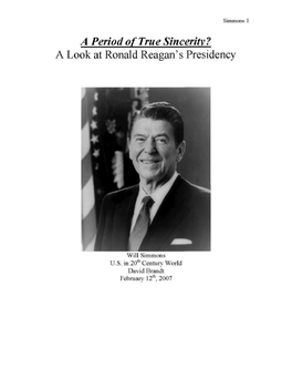 A Look at Ronald Reagan's Presidency