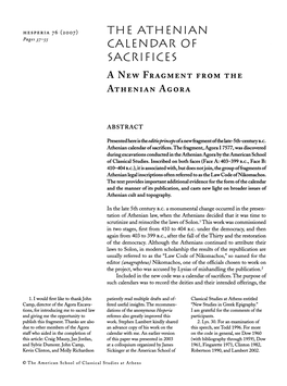 The Athenian Calendar of Sacrifices 39