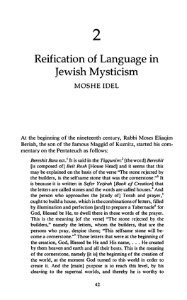 Reification of Language in Jewish Mysticism