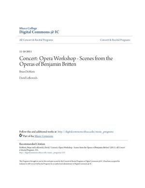 Opera Workshop - Scenes from the Operas of Benjamin Britten Brian Demaris