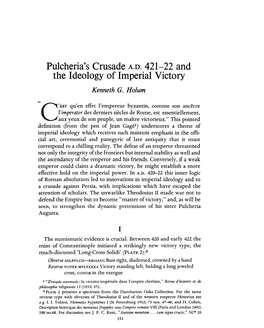 Pu1cheria's Crusade A.D. 421-22 and the Ideology of Imperial Victory Kenneth G