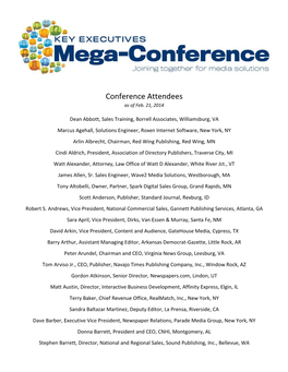 Conference Attendees As of Feb