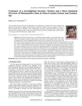 Stookey and a Short Statistical Overview of Photosensitive Glass & Glass-Ceramics Science and Technol- Ogy