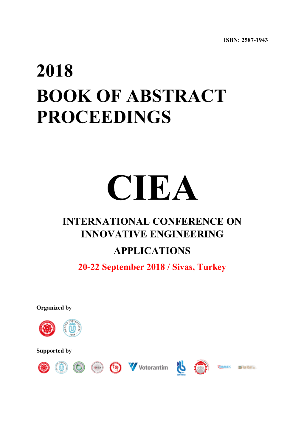 2018 Book of Abstract Proceedings