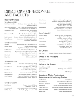 Directory of Personnel and Faculty