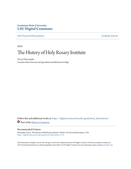 The History of Holy Rosary Institute