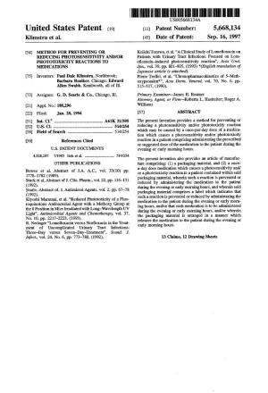 United States Patent 19 11 Patent Number: 5,668,134 Klimstra Et Al