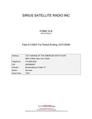 Sirius Satellite Radio Inc