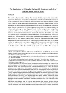 The Application of EU Law by the Scottish Courts: an Analysis of Case-Law Trends Over 40 Years1