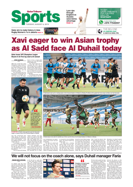 Xavi Eager to Win Asian Trophy As Al Sadd Face Al Duhail Today Qatar Teams’ AFC Champions League Round of 16 First Leg Clash at Al Janoub
