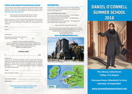 Friends of the Daniel O'connell Summer School INFORMATION