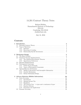 14.281 Contract Theory Notes