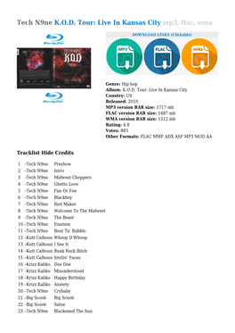 Tech N9ne KOD Tour: Live in Kansas City Mp3, Flac
